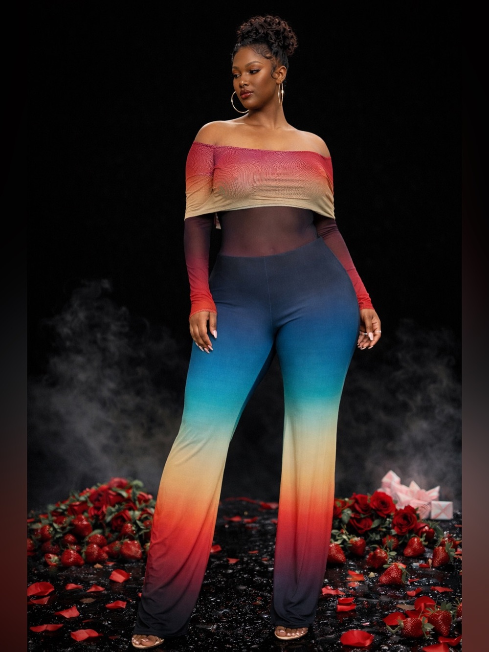 Fashion Nova Multicolor Off-Shoulder Jumpsuit